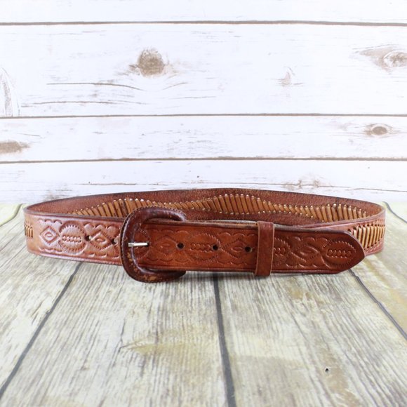 Unbranded Other - Unbranded Detailed Stitched Leather Belt Size 36